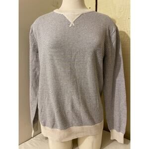 J‎ Crew Women's Size Medium Crew Neck Cotton Sweater Pinstripe Casual Cream